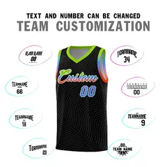 Black Neon Green Wave Pattern Basketball Jersey 4