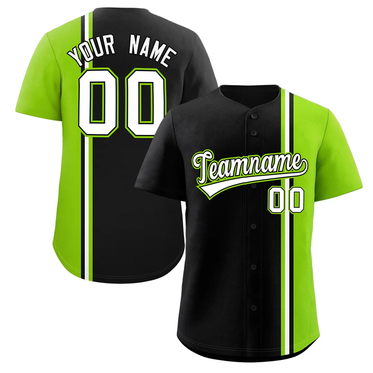 Black Neon Green-White Color Block Authentic Baseball Jersey