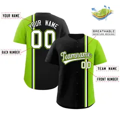 Black Neon Green-White Color Block Authentic Baseball Jersey 2