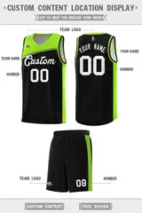Black Neon Green-White Color Block Basketball Team Jersey 2