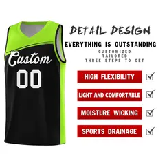 Black Neon Green-White Color Block Basketball Team Jersey 4