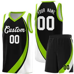 Black Neon Green-White Color Block Basketball Team Jersey