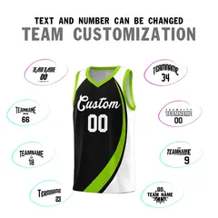 Black Neon Green-White Color Block Basketball Team Jersey 3