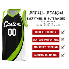 Black Neon Green-White Color Block Basketball Team Jersey 4
