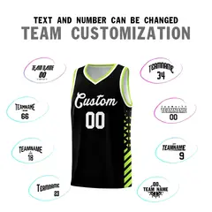 Black Neon Green White Diamond Stripe Side Basketball Jersey 4
