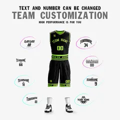 Black Neon Green White Double Side Basketball Jersey 2