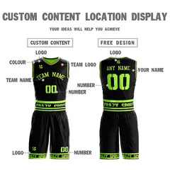 Black Neon Green White Double Side Basketball Jersey 4