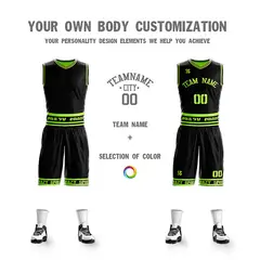 Black Neon Green White Double Side Basketball Jersey 5