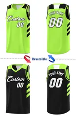 Black Neon Green-White Double Side Sets Basketball Jersey 3