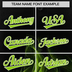 Black Neon Green White Flame Graffiti Baseball Jersey 3