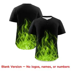 Black Neon Green White Flame Graffiti Baseball Jersey 6