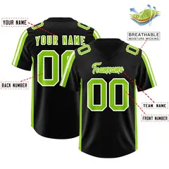 Black Neon Green White Side Stripe Authentic Football Jersey 2
