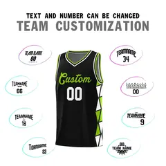 Black Neon Green-White Side Triangle Splicing Basketball Jersey 3