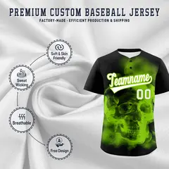 Black Neon Green White Skeleton Graffiti Baseball Jersey 4