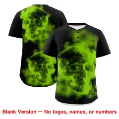 Black Neon Green White Skeleton Graffiti Baseball Jersey 8