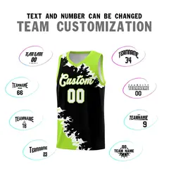 Black Neon Green-White Sparkle Print Basketball Kits 4