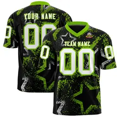 Black Neon Green White Star Graffiti Football Jersey 1