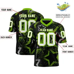 Black Neon Green White Star Graffiti Football Jersey 2