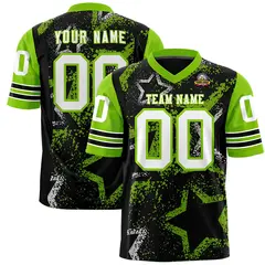 Black Neon Green White Star Pattern Football Jersey 1