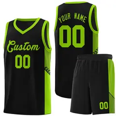 Black Neon Side Stripe Fashion Basketball Jersey