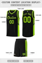 Black Neon Side Stripe Fashion Basketball Jersey 2