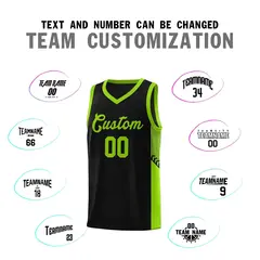 Black Neon Side Stripe Fashion Basketball Jersey 4