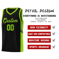Black Neon Side Stripe Fashion Basketball Jersey 5
