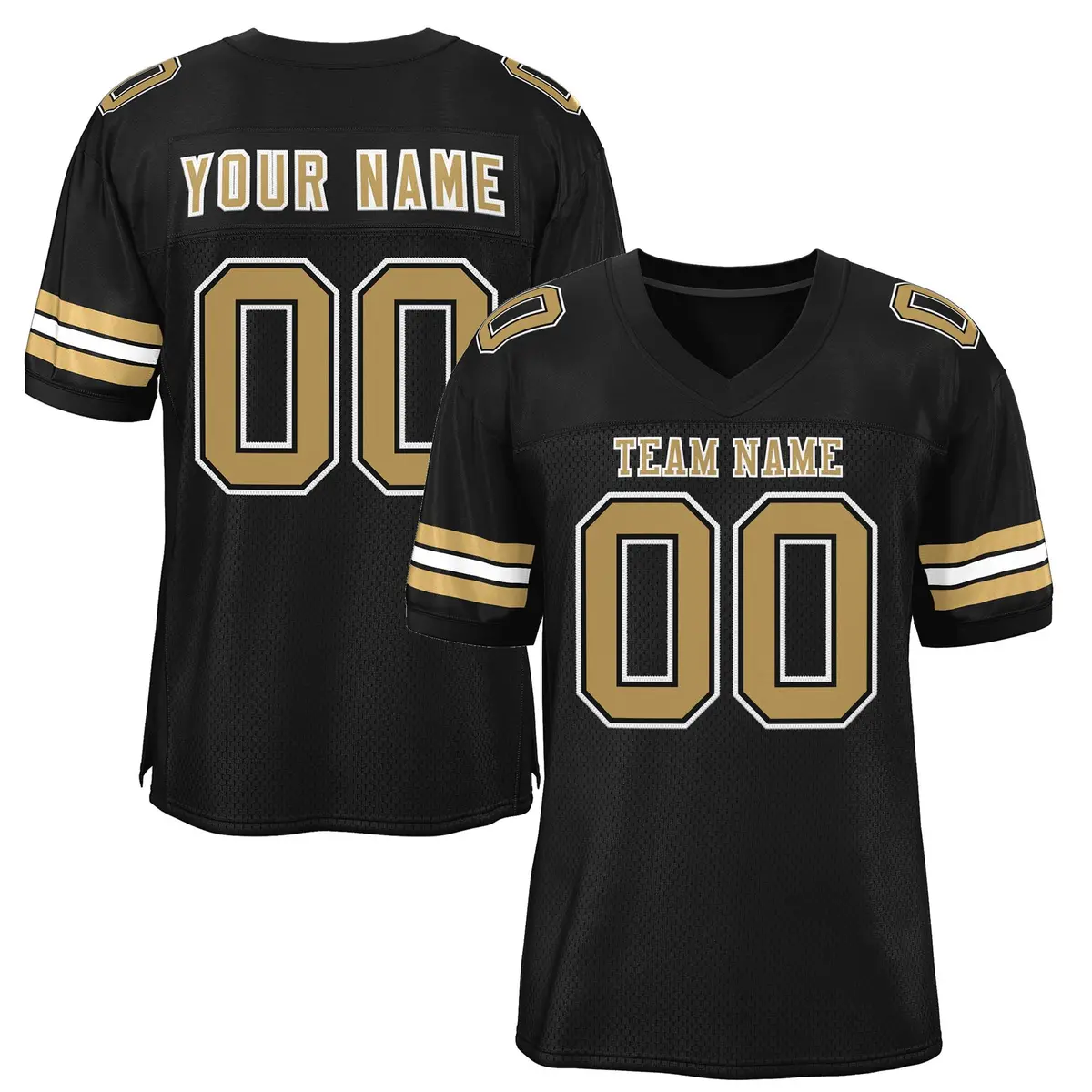 Black Old Glod-White Classic Mesh Authentic Football Jersey