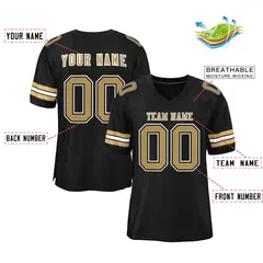 Black Old Glod-White Classic Mesh Authentic Football Jersey 2