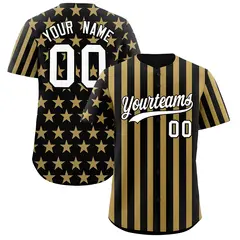Black Old Gold American Flag Graffiti Baseball Jersey