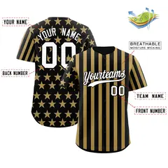 Black Old Gold American Flag Graffiti Baseball Jersey 2