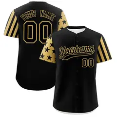 Black Old Gold American Flag Raglan Baseball Jersey 1