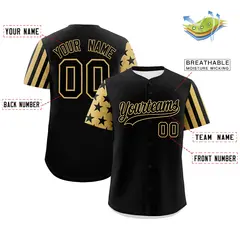 Black Old Gold American Flag Raglan Baseball Jersey 2