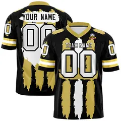 Black Old Gold and White Graffiti Flag Football Jersey 1