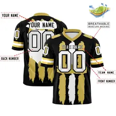 Black Old Gold and White Graffiti Flag Football Jersey 2