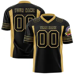 Black Old Gold Authentic Football Jersey with Sleeve Stripes