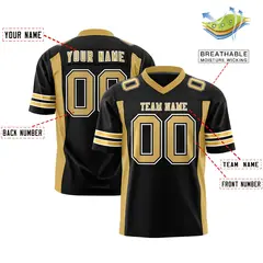 Black Old Gold Authentic Football Jersey with Sleeve Stripes 2