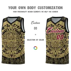Black Old Gold Aztec Sun Stone Graffiti Basketball Jersey 3