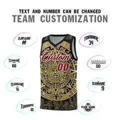 Black Old Gold Aztec Sun Stone Graffiti Basketball Jersey 4