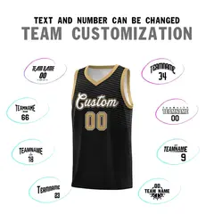 Black Old Gold Chest Slash Pattern Basketball Jersey 4