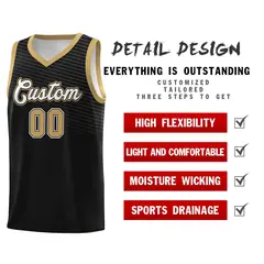 Black Old Gold Chest Slash Pattern Basketball Jersey 6