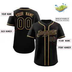 Black Old Gold Classic Authentic Baseball Jersey 3