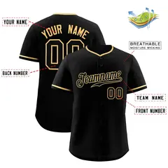 Black Old Gold Classic Authentic Baseball Jersey 37