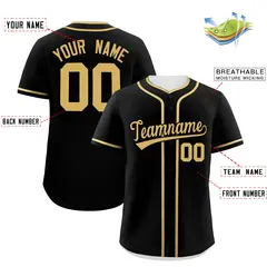 Black Old Gold Classic Authentic Baseball Jersey 2