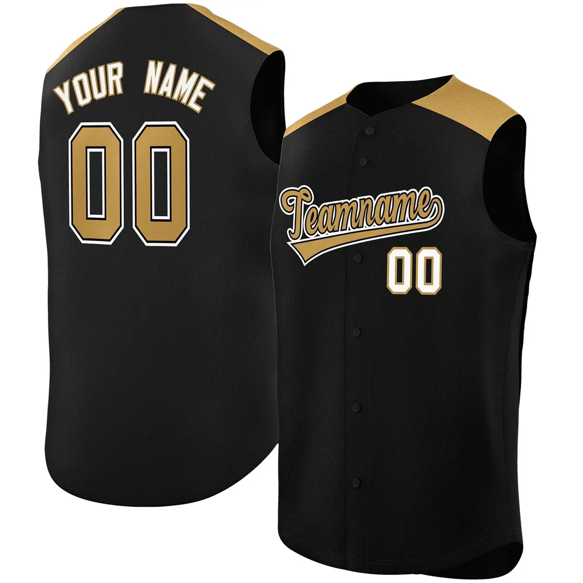 Black Old Gold Classic Authentic Sleeveless Baseball Jersey