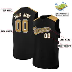 Black Old Gold Classic Authentic Sleeveless Baseball Jersey 2