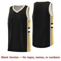 Black Old Gold Classic Color Block Uniform Basketball Jersey 6