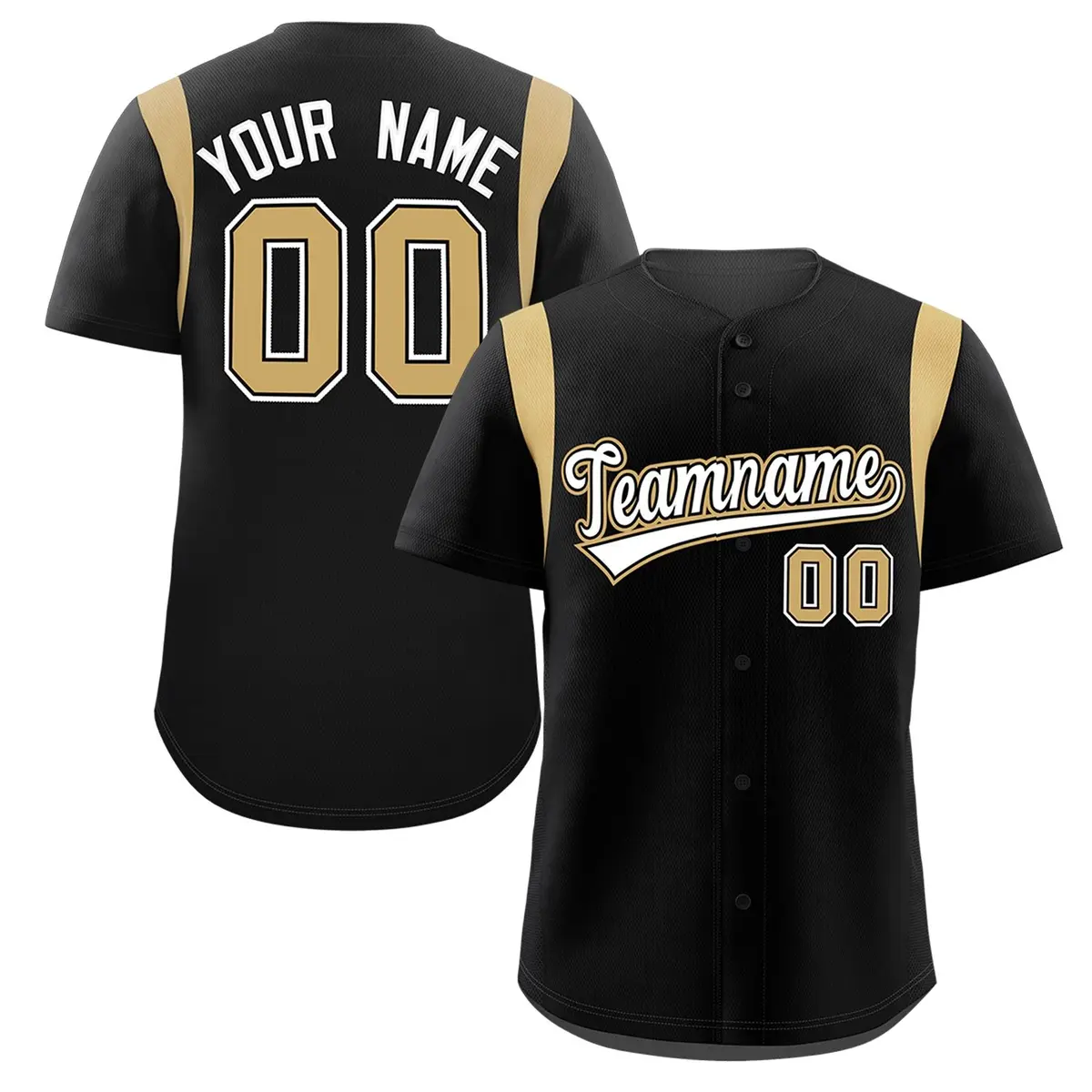 Black Old Gold Classic Full Button Baseball Jersey