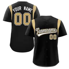 Black Old Gold Classic Full Button Baseball Jersey