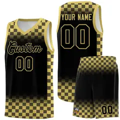 Black Old Gold Classic Plaid Basketball Uniform Jersey